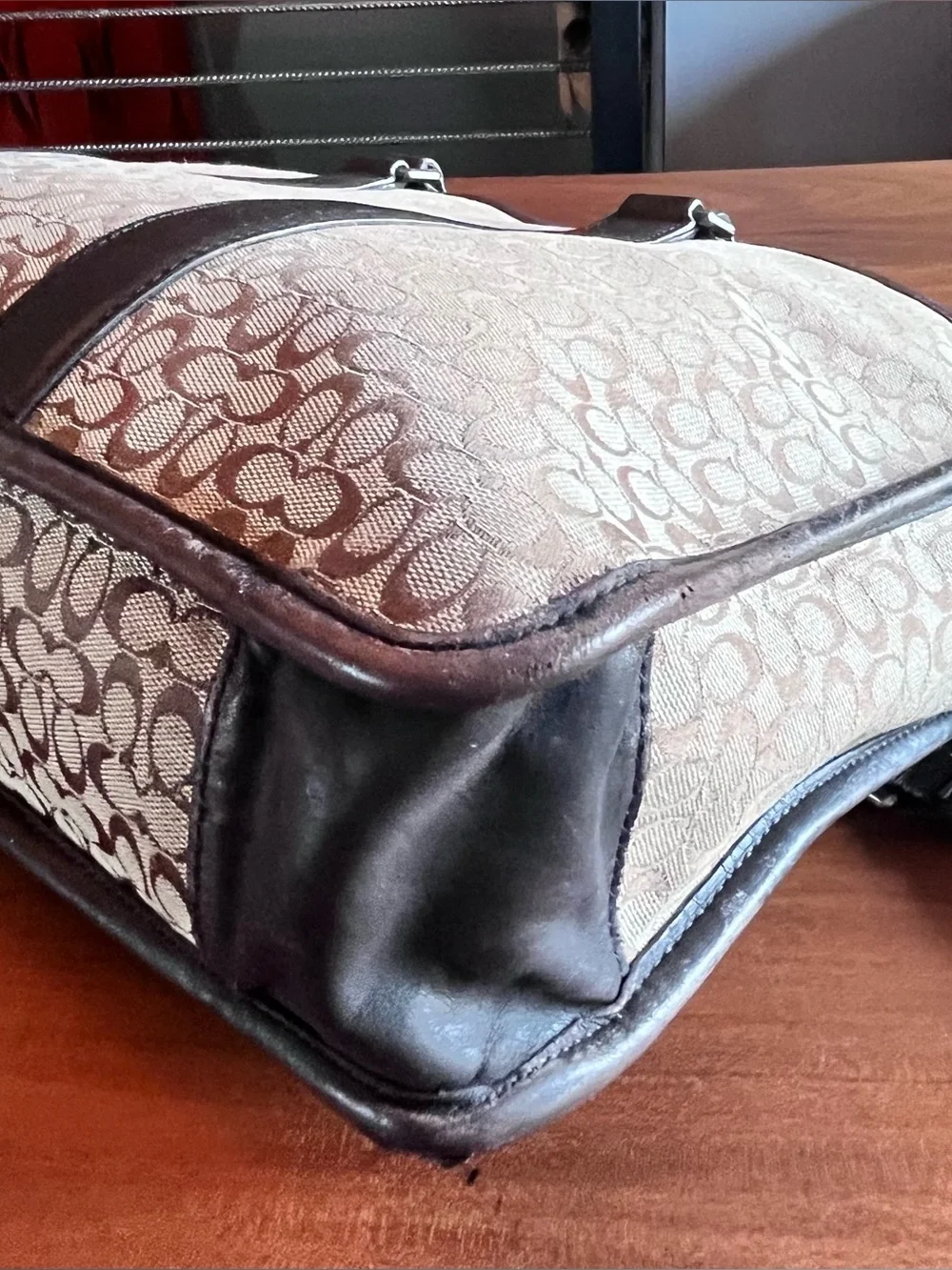 Coach Embassy BriefCase Folio Laptop Travel Tan Jacquard Signature C 16” Bag